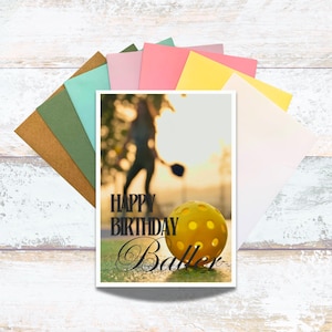 Pickleball Birthday Card: Watercolor Sunset Design