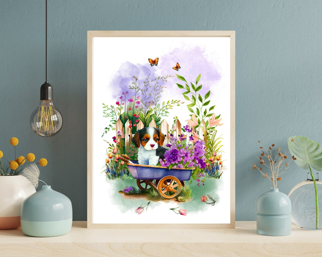 Puppy Art Print, Watercolor Beagle Wall Art, Cute Puppy Wall Decor ...