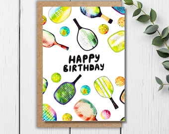 Pickleball Birthday Card: Colorful Paddle and Ball Design for Players