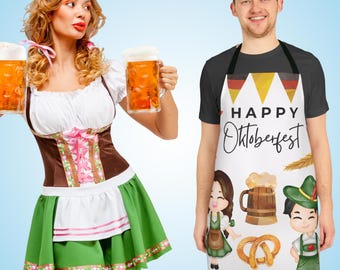 Oktoberfest Festive Chef's Apron, German Oktoberfest Cooking Gift, German Beer Lover's Apron for Her, Oktoberfest Party Host Apparel for Him