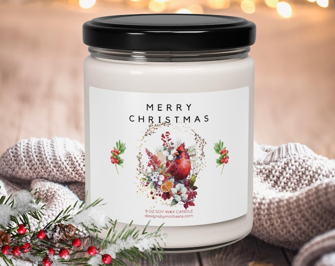 Cardinal Christmas Soy Candle: Holly Bouquet Scented Candle