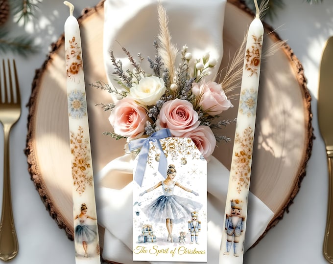 Nutcracker Ballerina Taper Candles - Christmas Decor with Keepsake Gift Box