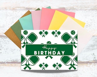 Green Pickleball Paddles and Balls Happy Birthday Greeting Card, Lover of Pickleball Birthday, Pickleball Player Birthday, Pickleball Fan