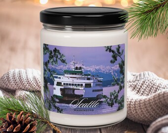Seattle Washington Scented Candle, Puget Sound Soy Candle, Olympic Peninsula Gift, Lover of Seattle Gift, Sunny Seattle Housewarming Gift