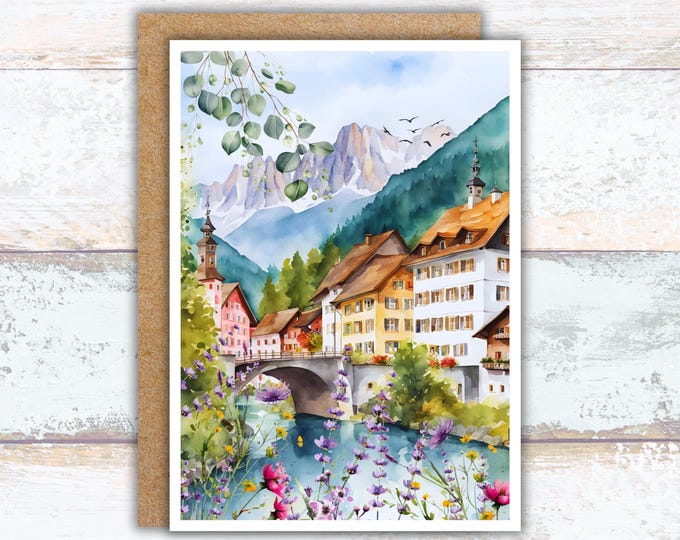 Bavarian Village Watercolor Cards: Spring in Bavaria Set of 4