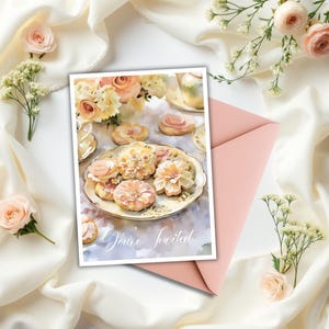 Blush Cookie Briefpapier Set, druckbare Dankeskarte, Save the Date, Sie sind eingeladen, Geschenkanhänger, Tee-Party, Brautparty, Hochzeitsdeko