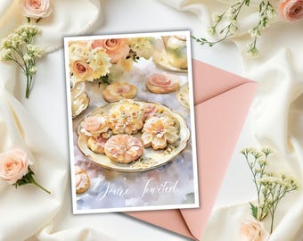 Blush Cookie Stationery Set, Printable Thank You Card, Save the Date, You’re Invited, Gift Tags, Tea Party, Bridal Shower, Wedding Decor