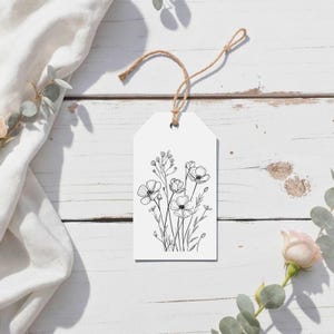 Botanical Gift Tags: Wildflower Line Art, Rustic Kraft String (Set of 8) bild 7