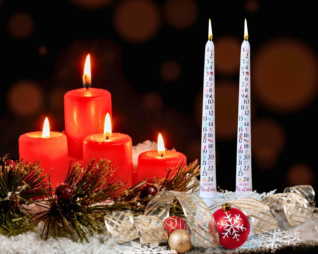 Advent Candle, Christmas Celebration Candle, Advent Taper Candle