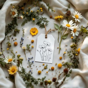 Botanical Gift Tags: Wildflower Line Art, Rustic Kraft String (Set of 8) bild 5