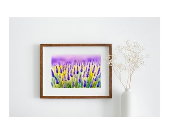 Lavender Fields Watercolor Wall Art Print, Purple Lavender Wall Decor, Purple Flowers Art, Lover of Lavender Flowers, Lavender Waves Print