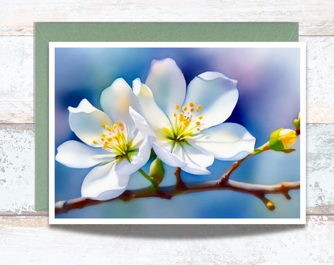 White Dogwood Floral Watercolor Greeting Card, Dogwood Blossom Writing Cards, White Floral Note Cards, Lover of Dogwood Flowers Greeting