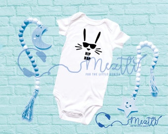 Hip Hop Bunny Onesie® | Easter Bodysuit | Hip Hop Baby Clothes | Unisex Bodysuit | Baby Shower Gift | Unique Baby Clothes | Rap Music