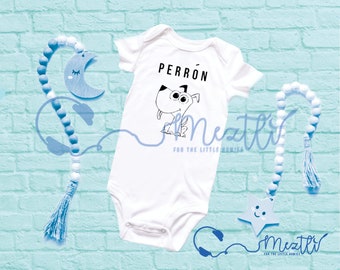 Perrón Onesie® | Spanish Mameluco | Hip Hop Baby Clothes | Unisex Bodysuit | Baby Shower Gift | Unique Baby Clothes | Rap Music