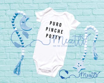 Puro Pinche Potty Onesie® | Spanish Mameluco | Hip Hop Baby Clothes | Unisex Bodysuit | Baby Shower Gift | Unique Baby Clothes | Rap Music
