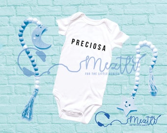 Precioso/ Preciosa Onesie® | Spanish Mameluco | Hip Hop Baby Clothes | Unisex Bodysuit | Baby Shower Gift | Unique Baby Clothes | Rap Music