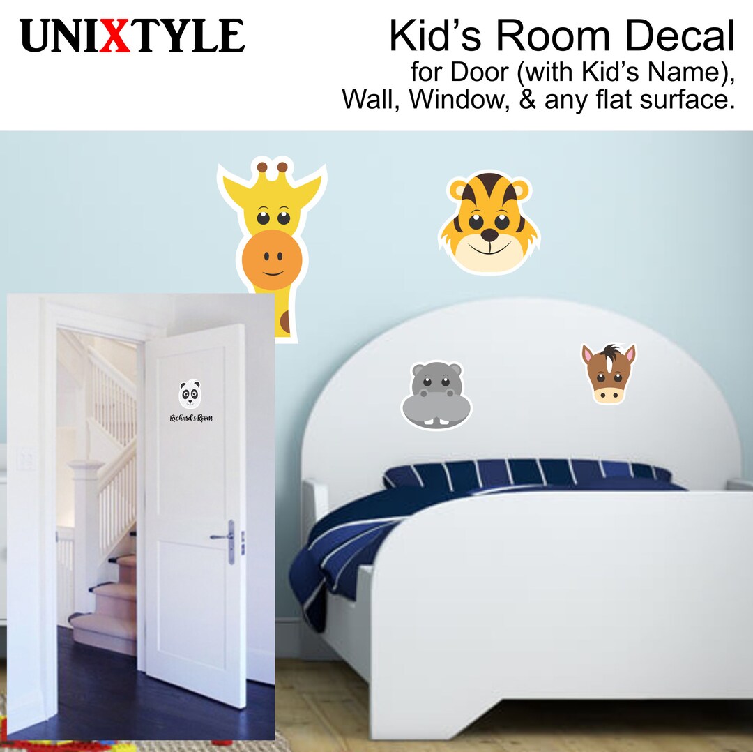 9 Full Color Cute Animal Stickers, Kids Room Decal, Any Surface Sticker ...