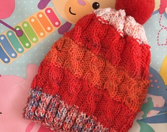 Baby Winter Hat. Handmade. Fits 6-18 months old.