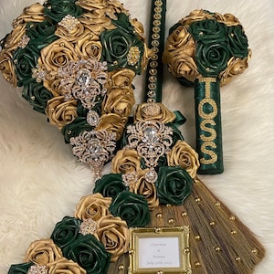 Bridal Cascade, Personalized Wedding Broom, & Toss Bouquet Combo