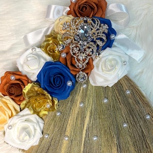 Custom Wedding Broom (Large)-Burnt orange/Royal blue/Champagne/Gold/White for Jump The Broom Ceremonies/Names & Wedding Date not included