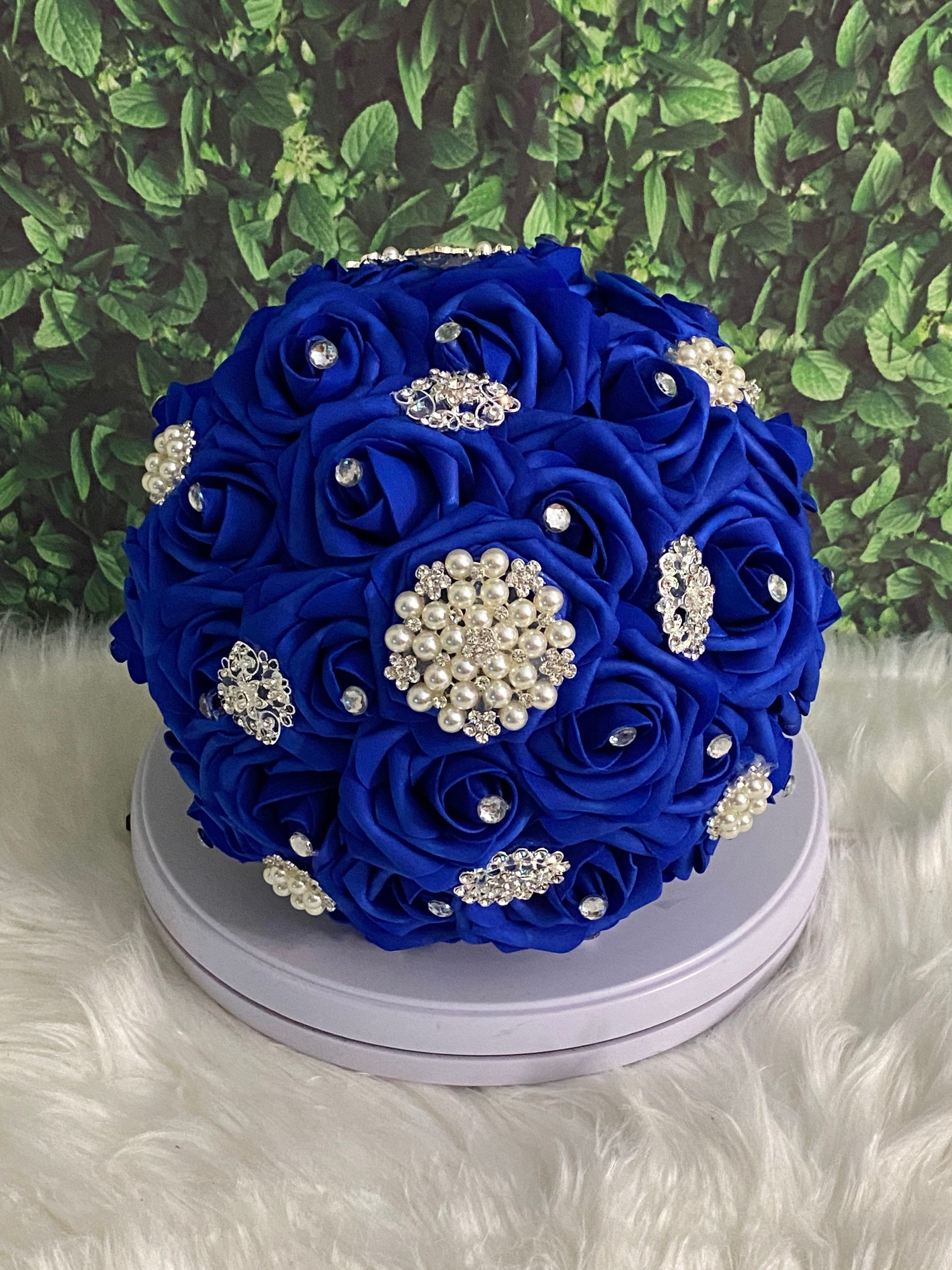 Royal Blue Brooch Bouquet