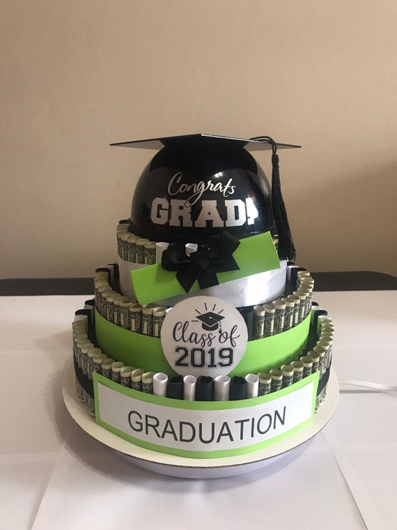 Lime Green Black Graduation Non Edible Money Cake Etsy