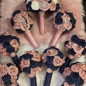 Bridal Brooch Bouquet & 8 Bridesmaid Bouquet Combo