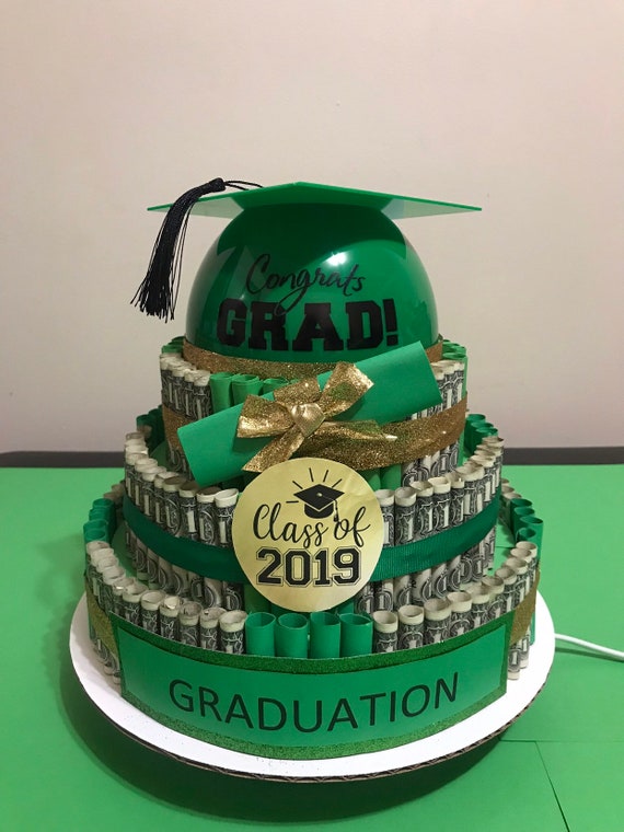 Green Gold Graduation Non Edible Money Cake Etsy