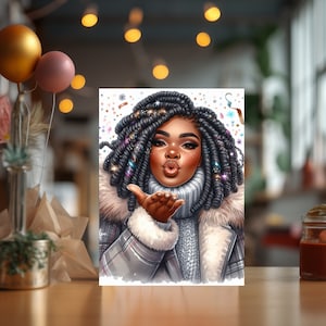 Biglietto d'auguri per donna afroamericana, compleanno, biglietto d'auguri di compleanno, saluto vuoto all'interno, biglietti d'auguri sfusi, biglietto di buon compleanno