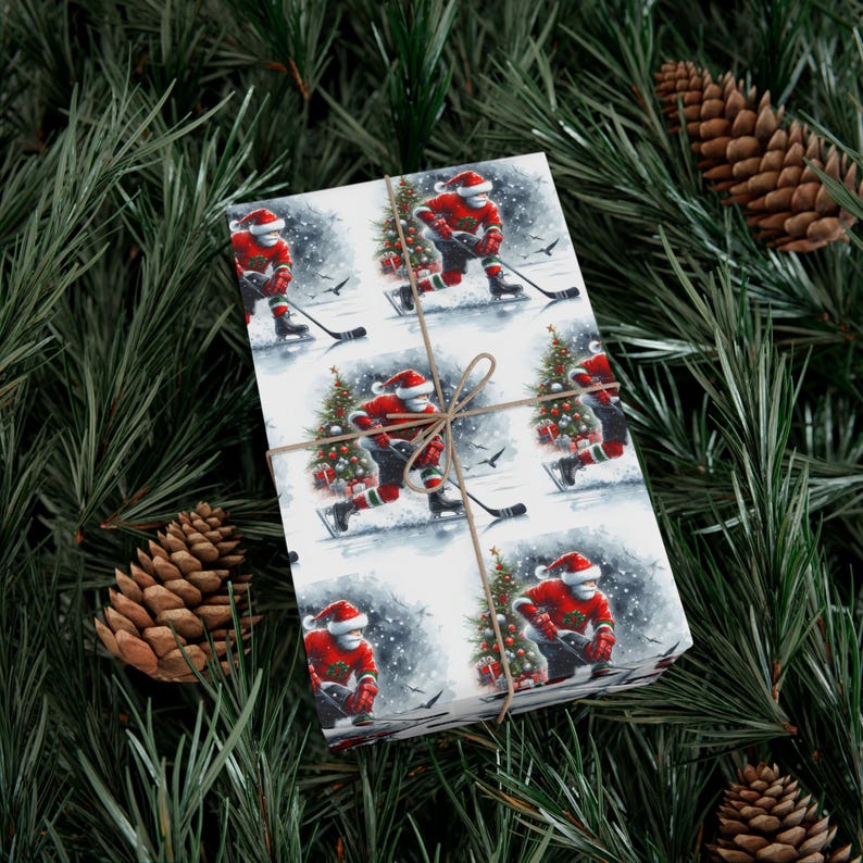 Wrapping Papers, Hockey Wrapping Paper, Christmas Wrapping Paper, Sports Fanatic Gift Wrap, Wrapping paper for Him, Gift for Him immagine 3