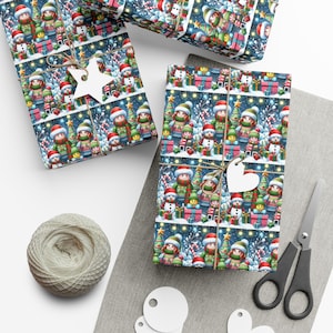Unique Lego inspired Christmas Wrapping Paper, Holiday Gift Wrap, Festive Present Decor, Xmas Crafting Supplies, Kids Stocking Stuffer
