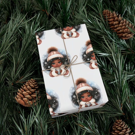 Cute Black Girl Gift Wrap, African American Girl Wrapping Paper, Black Girl Magic Wrapping Paper, Black People Gift Wrap, Afro American Gift
