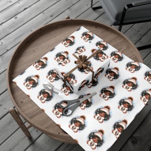 Cute Black Girl Winter Hot Chocolate Wrapping Paper (24x29 inch) zdjęcie 4