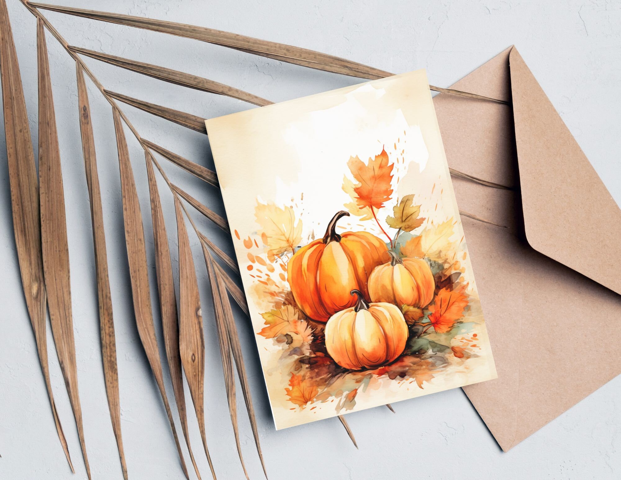 Watercolor Pumpkin Notecards, Handmade Fall Greeting Card Set - Etsy