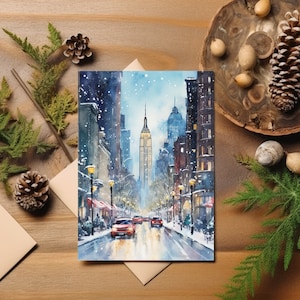 Aquarell Straßen des Winters Grußkarten, Winter Grußkarten Set, Grußkarten Set, Grußkarten Set, Grußkarten Set Weihnachten