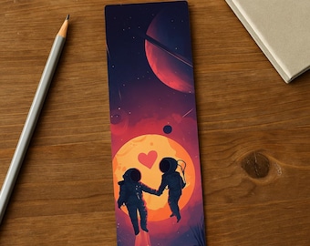 Romantic Astronaut Bookmark – Space Love Bookmark for Sci-Fi Fans, Starry Sky Galaxy Gift for Book Lovers, Anniversary, Christmas Gift
