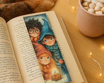 Magical Winter Wizard Bookmark | Cute Watercolor Bookmark Magical Wizard Inspired | Cozy Snowy Illustration | Book Lover Gift