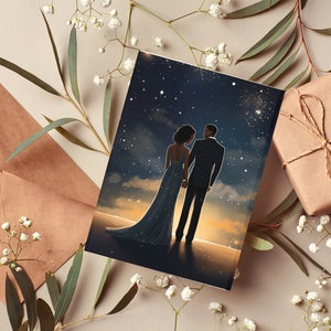 Cartão de felicitações, cartão de felicitações de casamento preto, pacote de casamento céu noturno, pacote de cartões de felicitações, pacote de cartões de felicitações de casamento