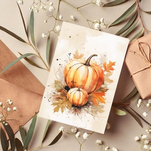 Aquarelles sur le thème de l'automne, coffret de 12 cartes, cartes de vœux vierges, cartes de vœux en vrac