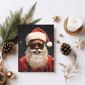 Postal retro de Santa o tarjeta de felicitación / Melanin Santa Mailer / Tarjeta de Navidad / Tarjeta navideña de Santa / Papá Noel negro / Papá Noel africano
