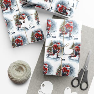 Wrapping Papers, Hockey Wrapping Paper, Christmas Wrapping Paper, Sports Fanatic Gift Wrap, Wrapping paper for Him, Gift for Him immagine 1