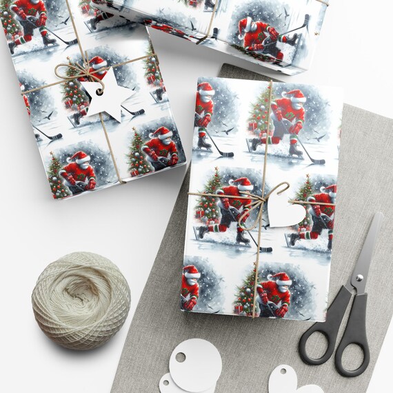 Wrapping Papers, Hockey Wrapping Paper, Christmas Wrapping Paper, Sports Fanatic Gift Wrap, Wrapping paper for Him, Gift for Him