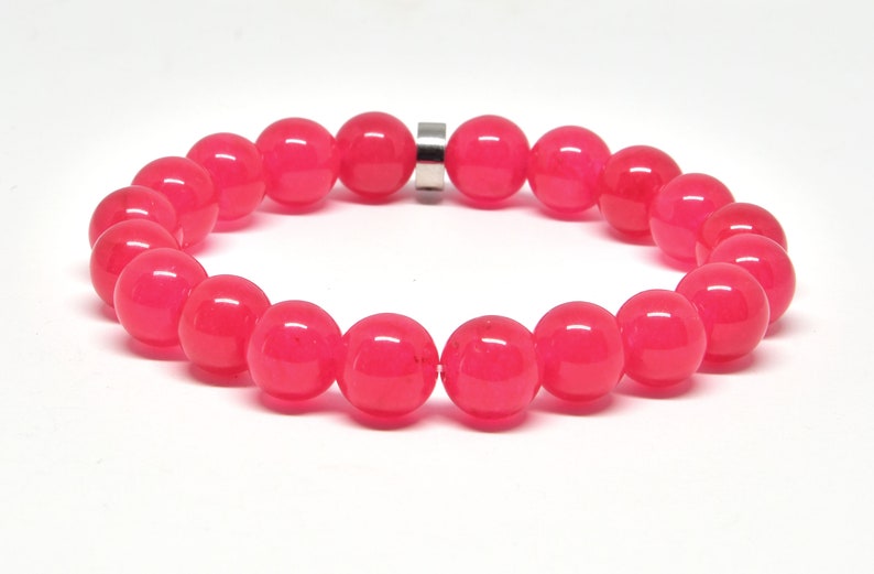 Genuine Pink Jade Stretch Bracelet