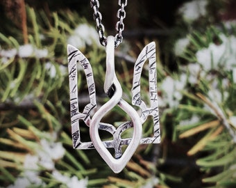 Ukrainian Tryzub Sterling Silver Necklace - 75% of Sales will be Donated to Help Ukraine!