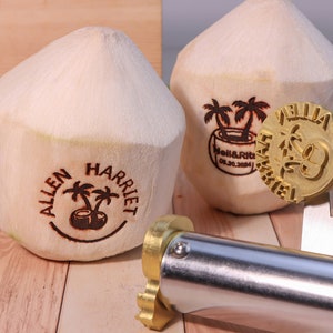 Custom Coconut Brand Iron, Coconut Branding Iron Custom, Custom Coconut Stamp, Custom Wood Branding Iron For Woodworkers, Leather Stamp
