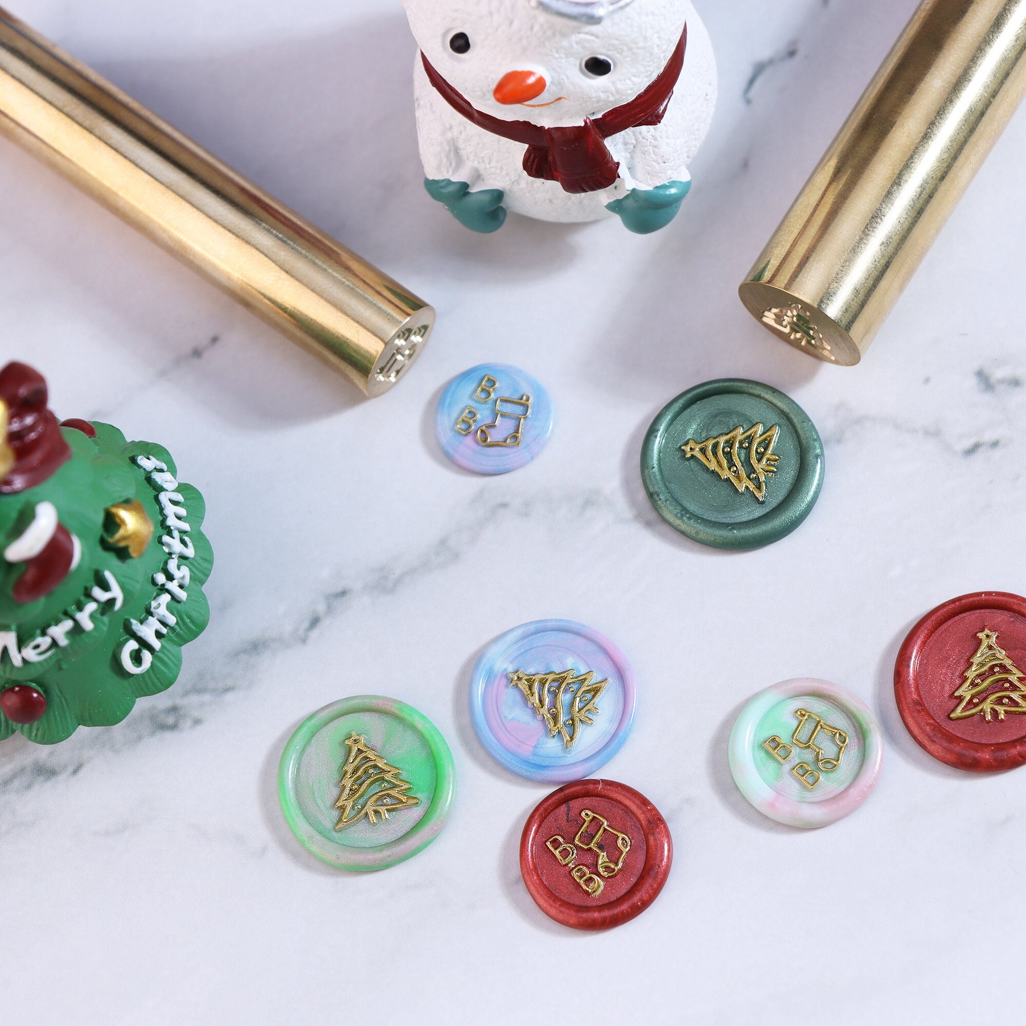 Mini sello redondo de latón, sello de metal personalizado, mini sello de cera para árbol de Navidad, mini sello de cera de cobre, herramientas para tarjetas de felicitación navideñas