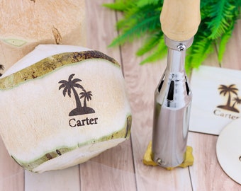 Custom Branding Iron: Engraved Brass Stamp for Coconut, Wood & Leather| Business gifts