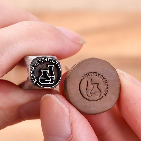 Custom Metal Pottery Stamp: Signature Clay Maker's Mark, Tiny Ceramics Stamp