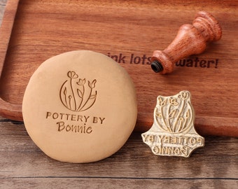 Custom Name Clay Stamp: Brass Pottery Stamp, Ceramics Signature Tool