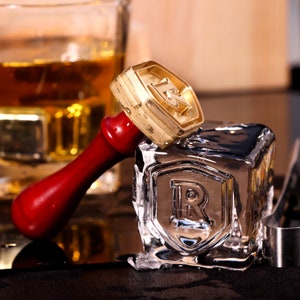 Sello de marca de cubitos de hielo personalizado, sello de cubitos de hielo con iniciales personalizadas, regalo para papá
